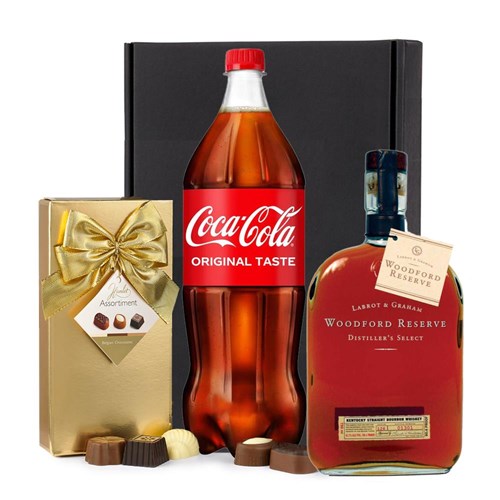 Woodford Reserve Bourbon with Coca-Cola & Chocolates Gift Box | Spirit Mixer Set